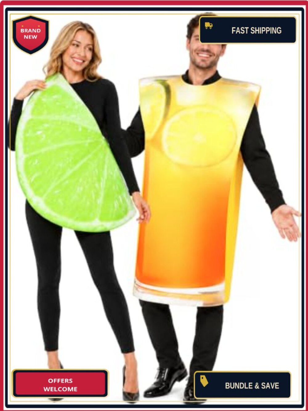 Tequila Lime Couples Halloween Costume 2-Piece Adult Cosplay Set